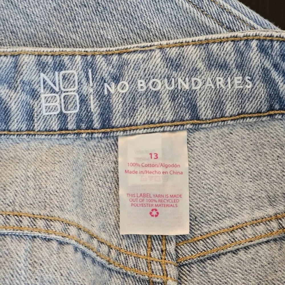 NWT No Boundaries Jeans Juniors 13 Super High Rise Slim Straight Raw Hem Denim - Picture 5 of 11